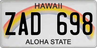 HI license plate ZAD698