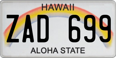 HI license plate ZAD699