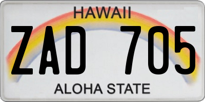 HI license plate ZAD705