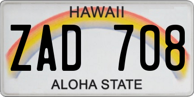 HI license plate ZAD708