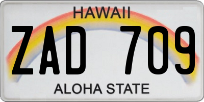 HI license plate ZAD709
