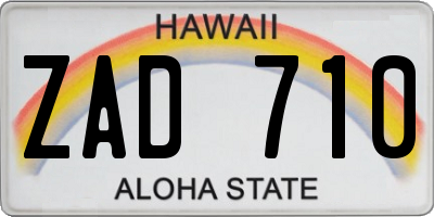 HI license plate ZAD710
