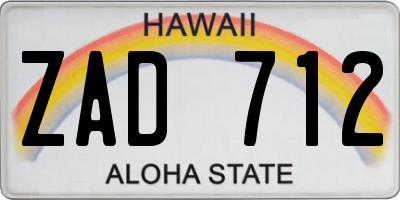 HI license plate ZAD712