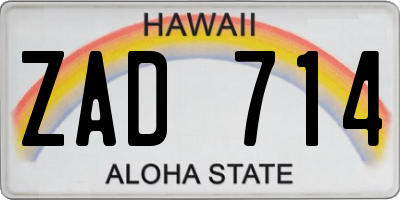 HI license plate ZAD714