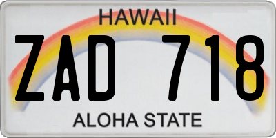 HI license plate ZAD718