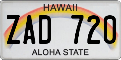 HI license plate ZAD720