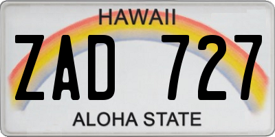HI license plate ZAD727