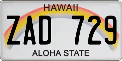 HI license plate ZAD729