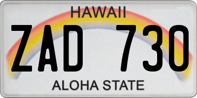 HI license plate ZAD730