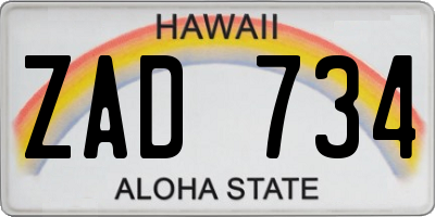 HI license plate ZAD734
