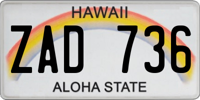 HI license plate ZAD736
