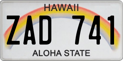 HI license plate ZAD741