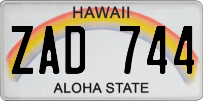HI license plate ZAD744