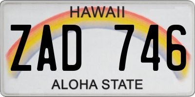HI license plate ZAD746