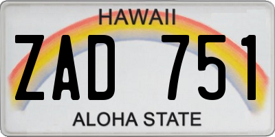 HI license plate ZAD751