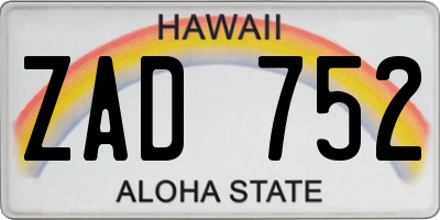 HI license plate ZAD752