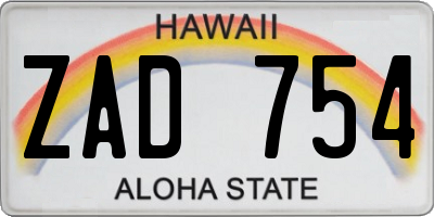 HI license plate ZAD754
