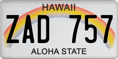 HI license plate ZAD757