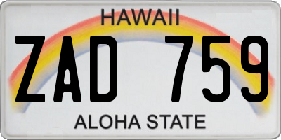 HI license plate ZAD759