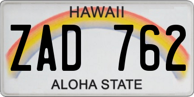 HI license plate ZAD762