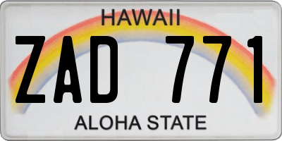 HI license plate ZAD771