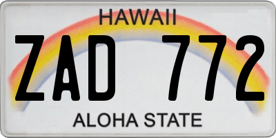 HI license plate ZAD772