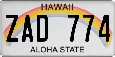HI license plate ZAD774