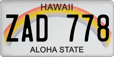 HI license plate ZAD778