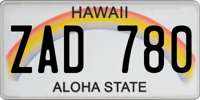 HI license plate ZAD780