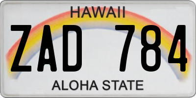 HI license plate ZAD784