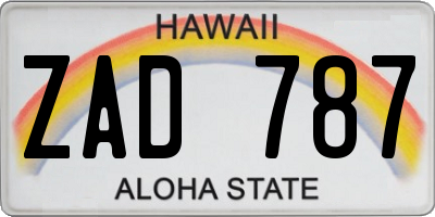 HI license plate ZAD787