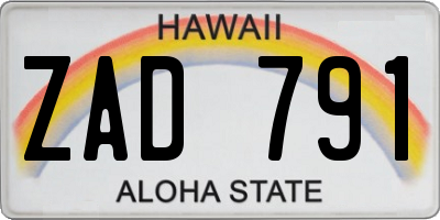 HI license plate ZAD791