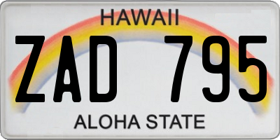 HI license plate ZAD795