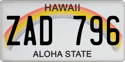 HI license plate ZAD796