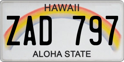 HI license plate ZAD797