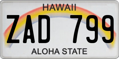 HI license plate ZAD799