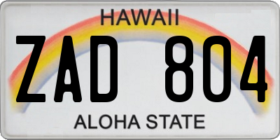 HI license plate ZAD804
