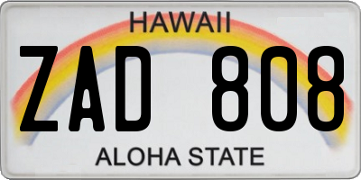 HI license plate ZAD808