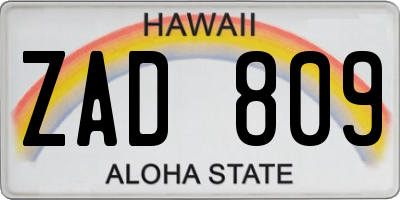 HI license plate ZAD809
