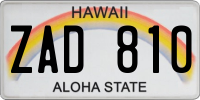 HI license plate ZAD810