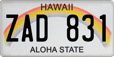 HI license plate ZAD831