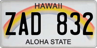 HI license plate ZAD832