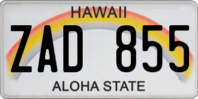 HI license plate ZAD855