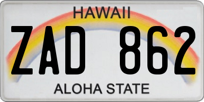 HI license plate ZAD862