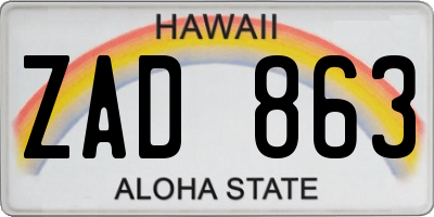 HI license plate ZAD863
