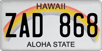 HI license plate ZAD868