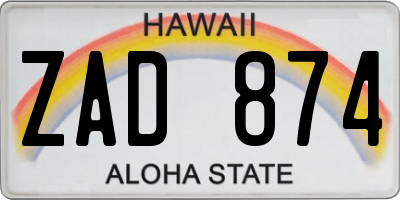 HI license plate ZAD874