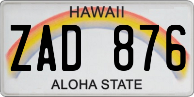 HI license plate ZAD876