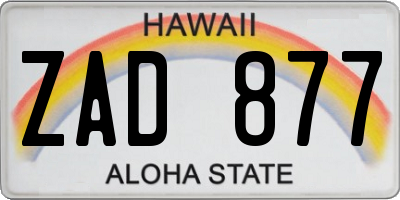HI license plate ZAD877