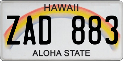 HI license plate ZAD883